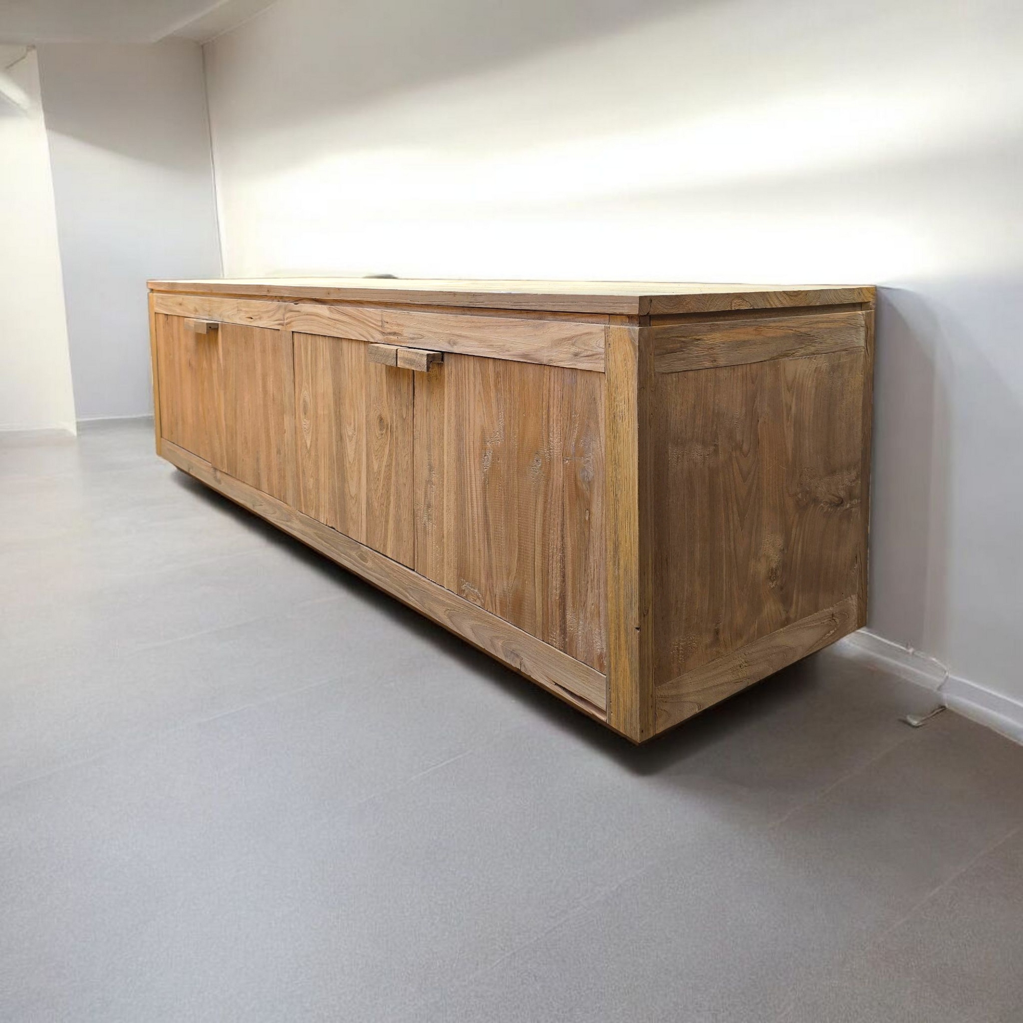 Natural Teak Entertainment Unit - 220cm Length