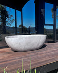 Oval Concrete Terrazzo Stone Bath 1750x900x550mm - Light Grey