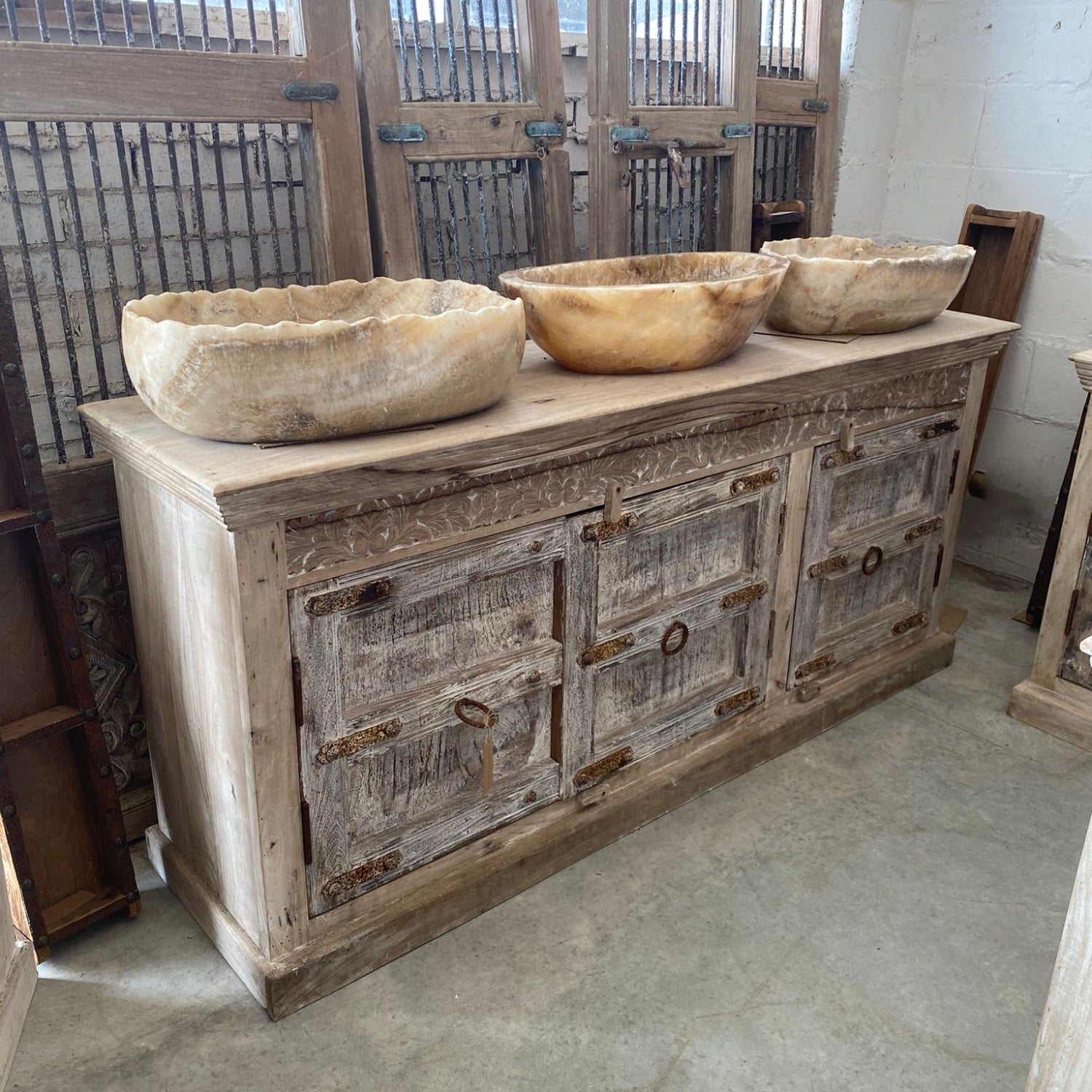 Vintage Indian Timber Sideboard - 180x45x80cm | Assorted Designs