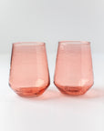 Handblown Hammered Glass Water Tumbler - Set of 2: Blush