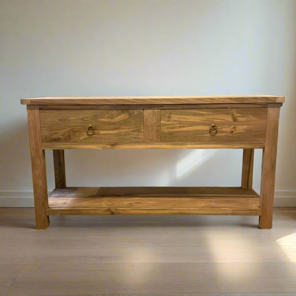 Rustic Teak 2 Drawer Console Vanity - 150cm Length