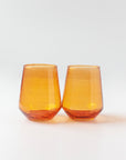 Handblown Hammered Glass Water Tumbler - Set of 2: Blush