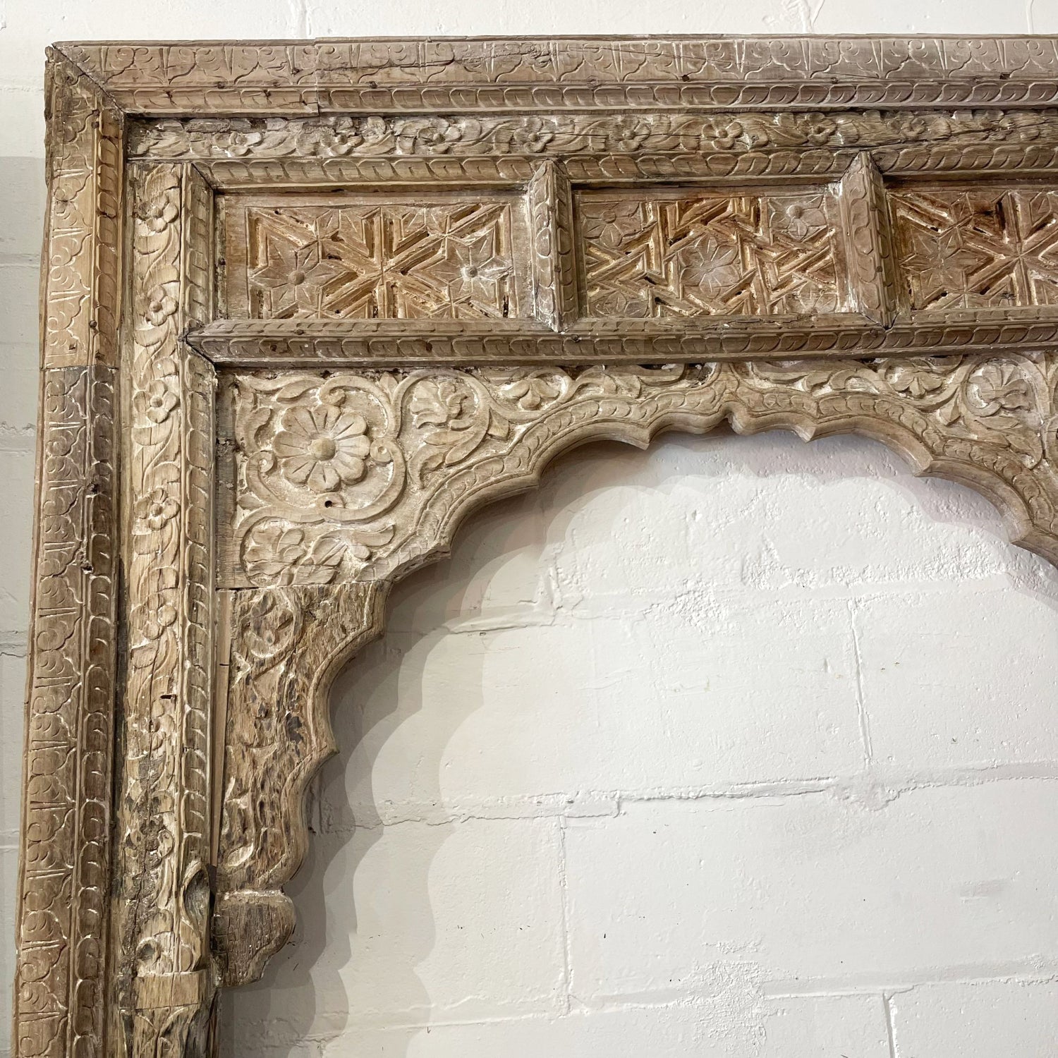 Acid Wash Carved Indian Arch Frame - 143x253.5cm | Made To Order