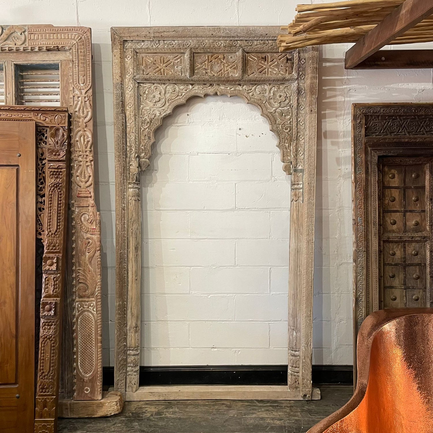 Acid Wash Carved Indian Arch Frame - 143x253.5cm | Made To Order