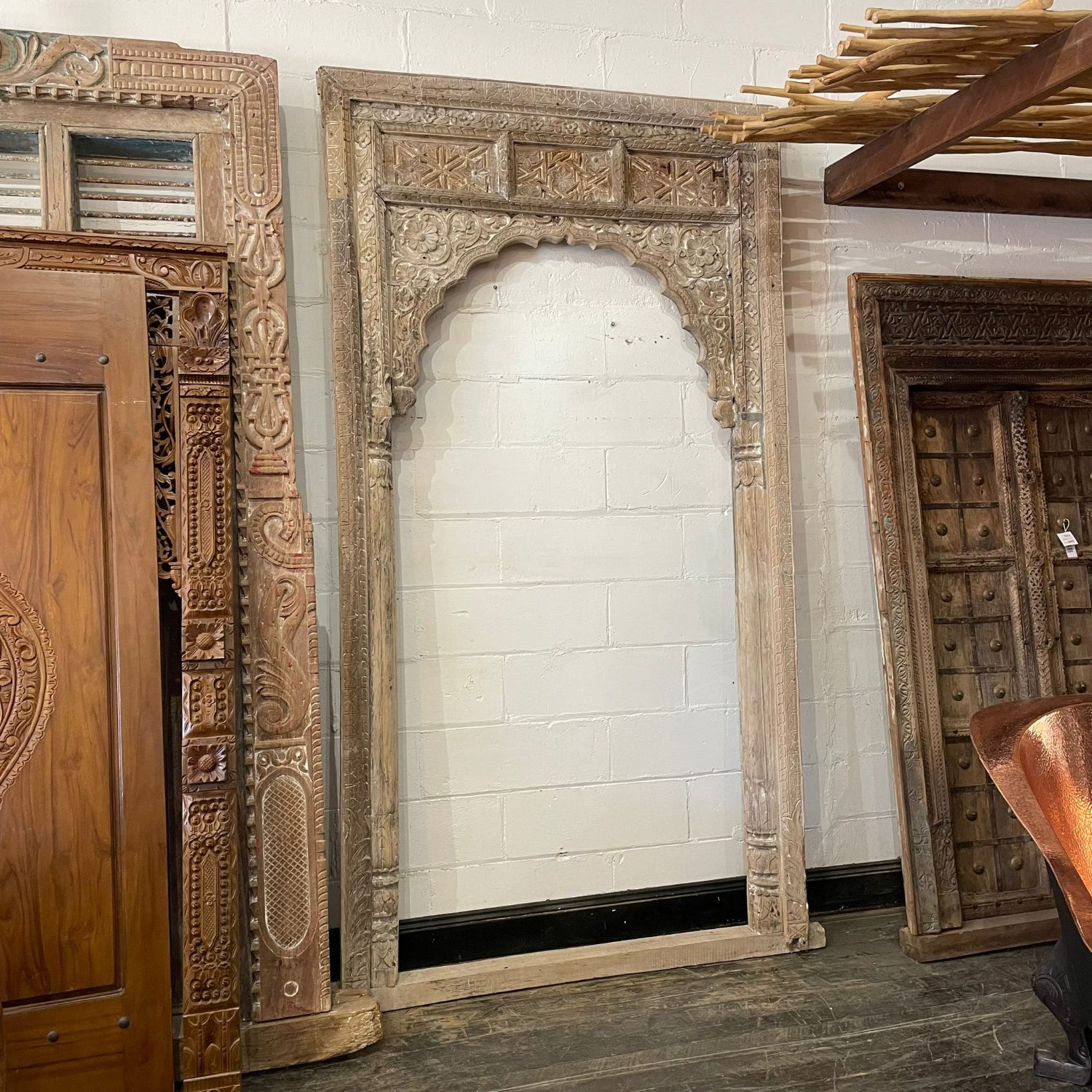 Acid Wash Carved Indian Arch Frame - 143x253.5cm | Made To Order