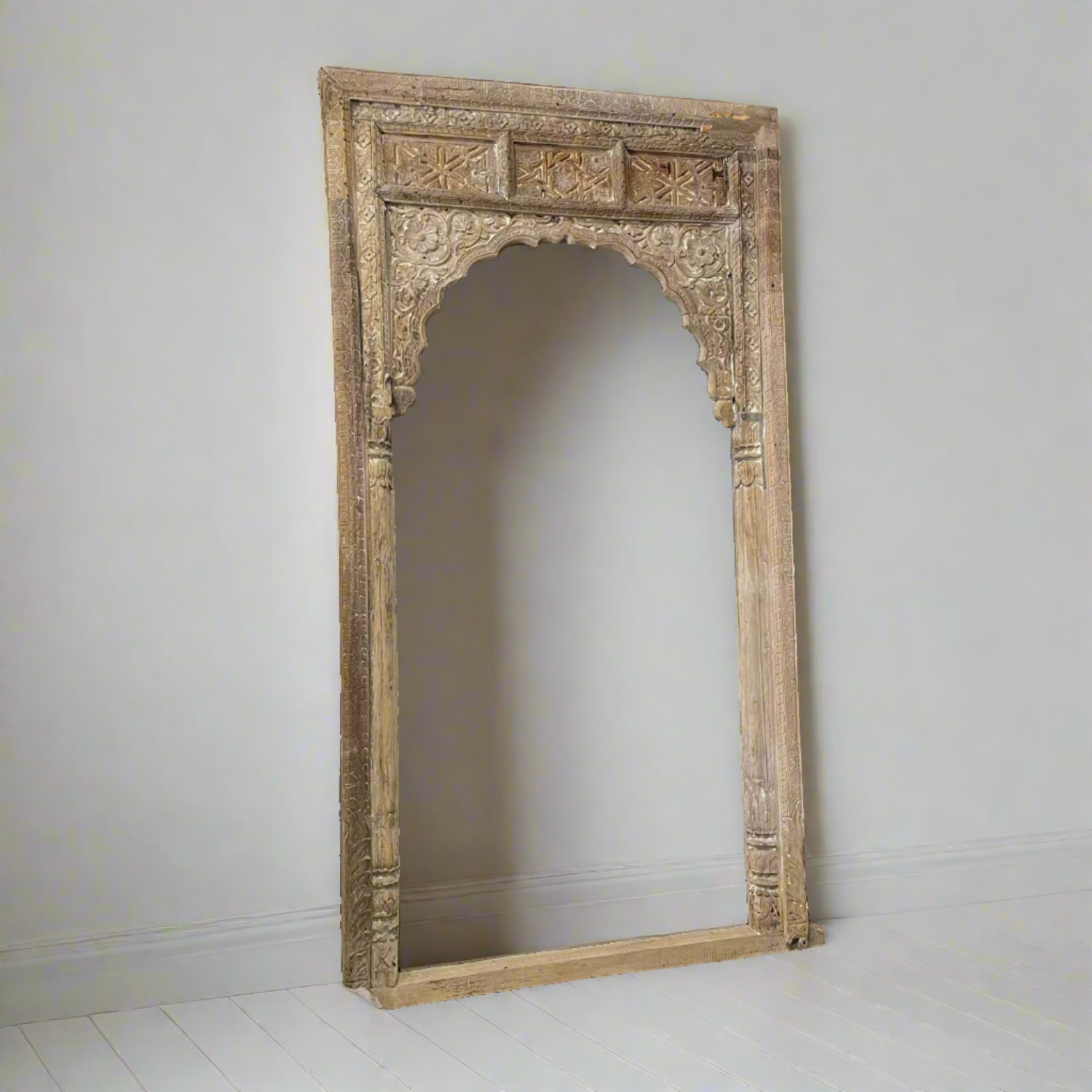 Acid Wash Carved Indian Arch Frame - 143x253.5cm | Made To Order