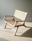 Caba Woven Rattan + Teak Lounger Arm Chair