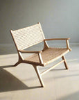 Caba Woven Rattan + Teak Lounger Arm Chair