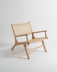 Caba Woven Rattan + Teak Lounger Arm Chair