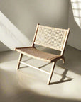 Caba Woven Rattan + Teak Lounger Chair