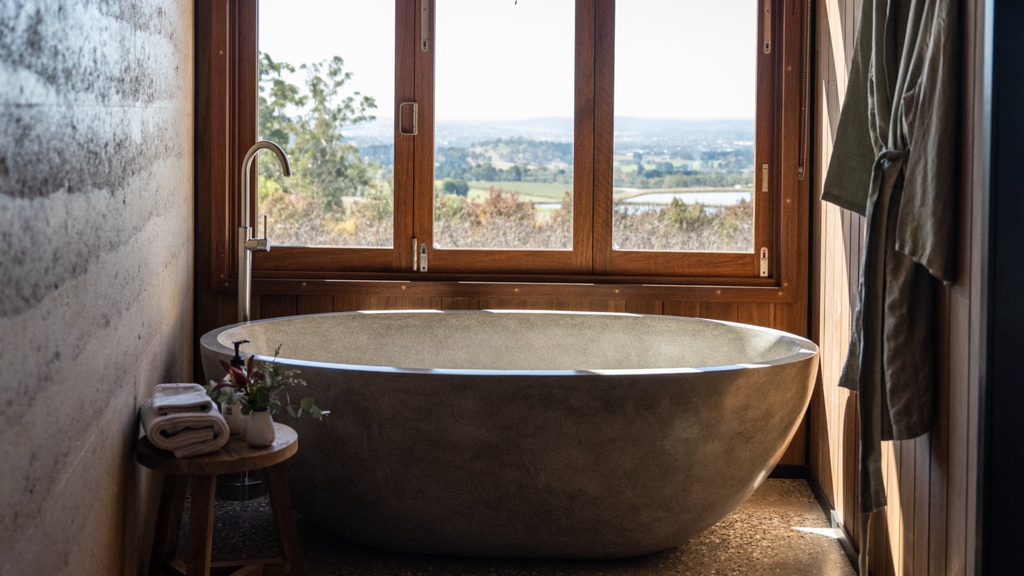 Oval Concrete Terrazzo Stone Bath 1750x900x550mm - Light Grey