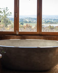 Oval Concrete Terrazzo Stone Bath 1750x900x550mm - Light Grey
