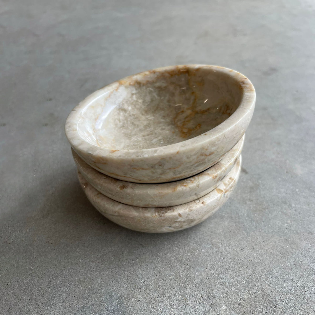 Beige Marble Stone Round Dish 9cm Dia