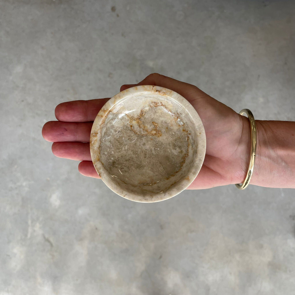 Beige Marble Stone Round Dish 9cm Dia