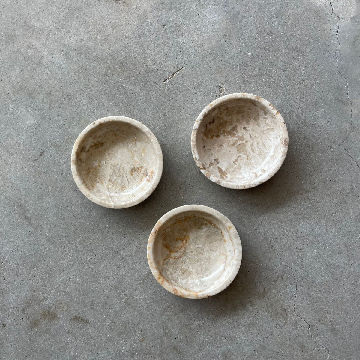Beige Marble Stone Round Dish 9cm Dia