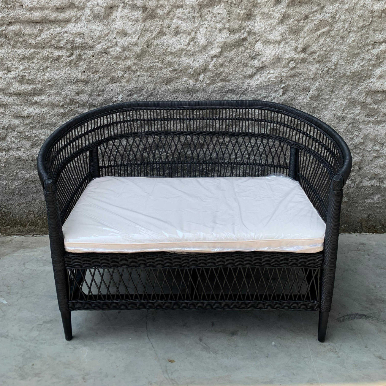 Black Malawi Style Double Rattan Chair