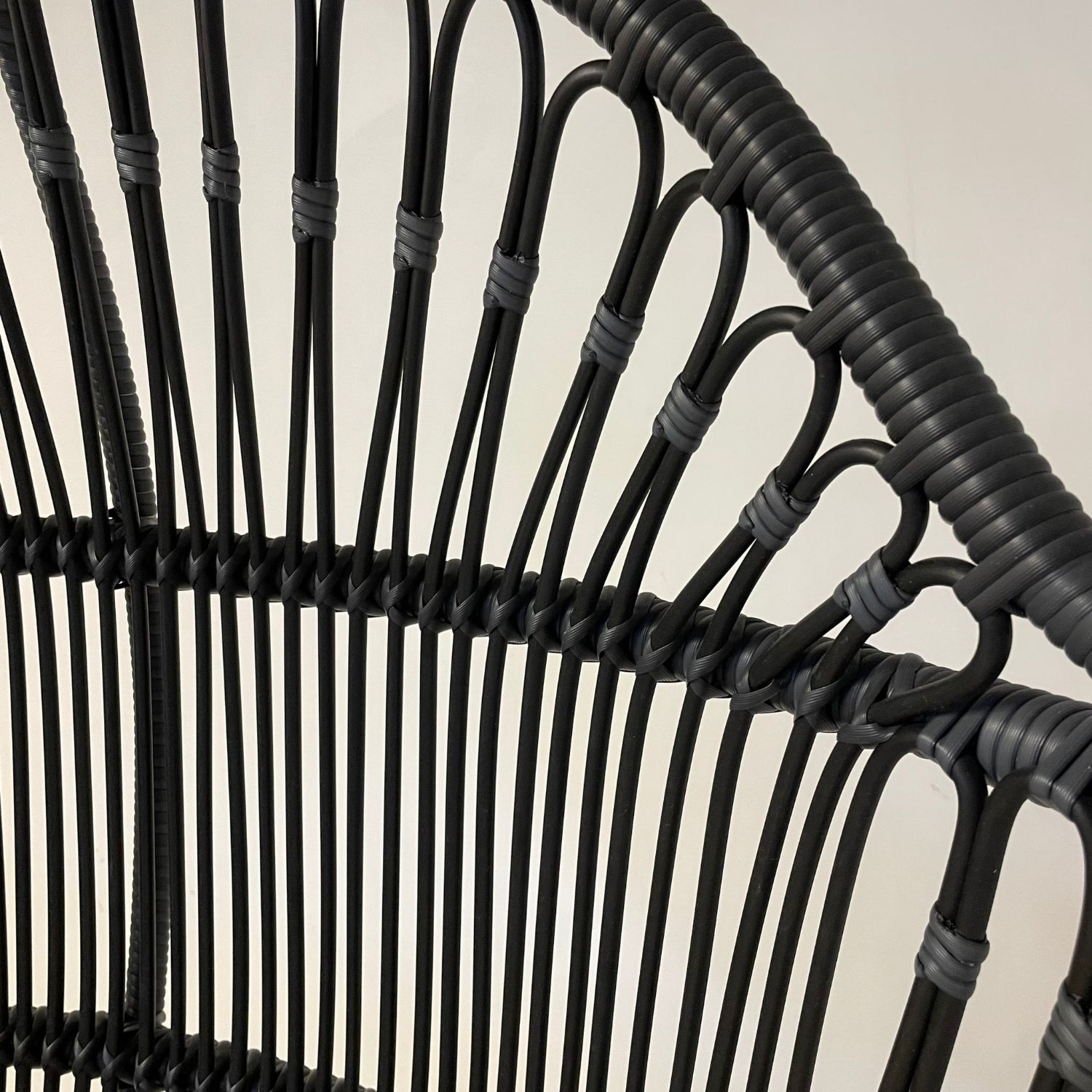 Black Synthetic Round Single Cane Hanging Chair