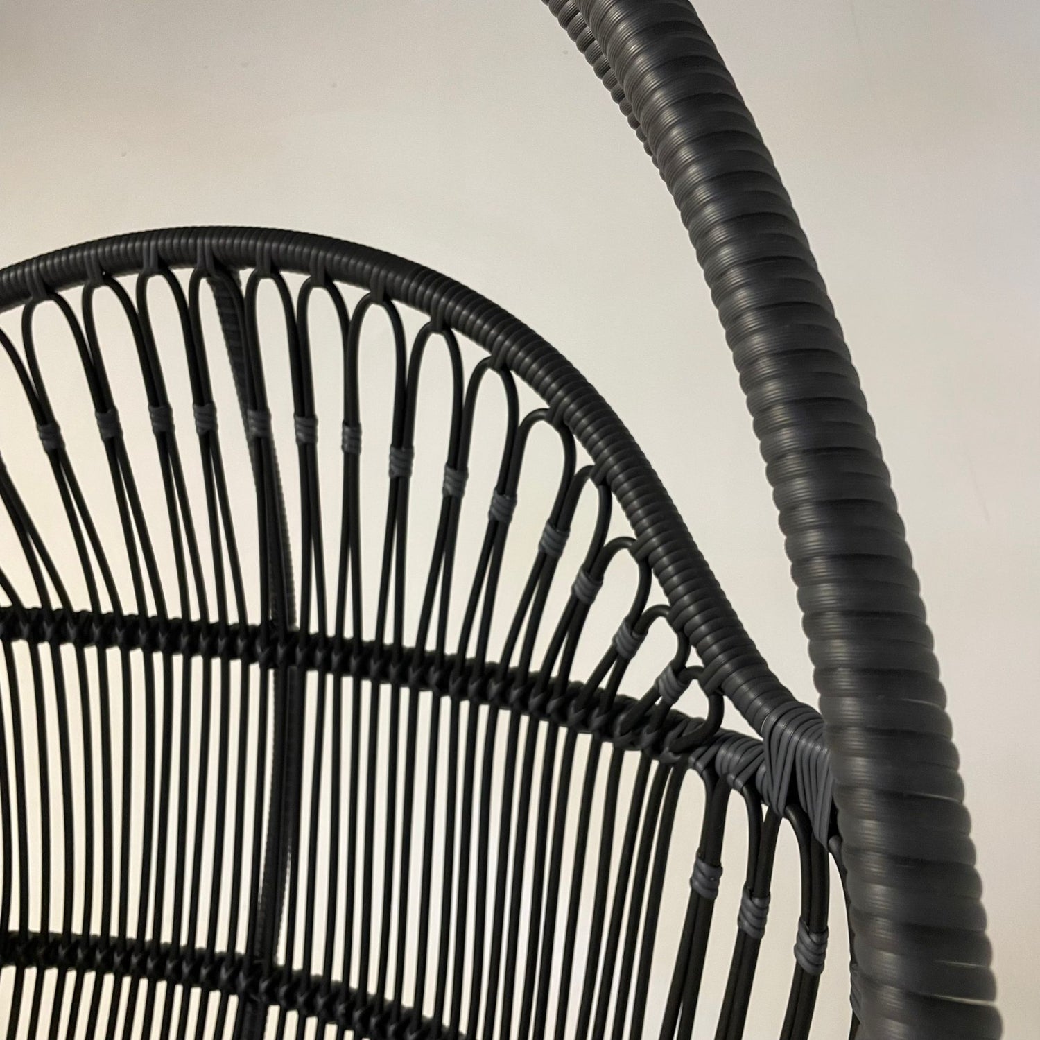 Black Synthetic Round Single Cane Hanging Chair