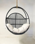 OUTDOOR Steel Framed Black Synthetic Rattan Round Single Cane Hanging Chair
