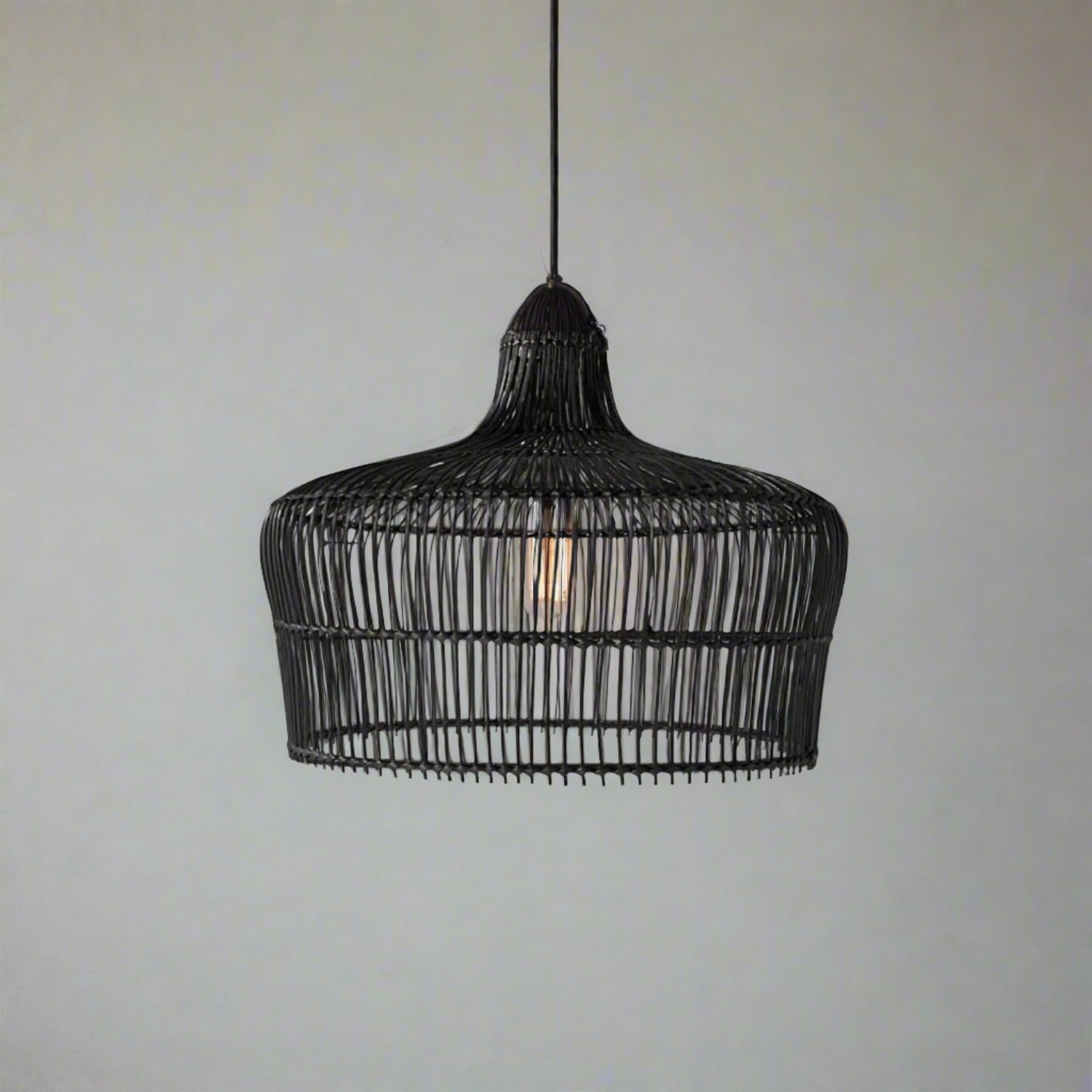 Black Zari Rattan Pendant 40cm Dia