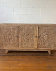 Blossom White Wash Carved Teak Vanity - 150cm Length