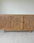 Blossom White Wash Carved Teak Vanity - 150cm Length