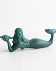 Large Moss Brass Mermaid Laying