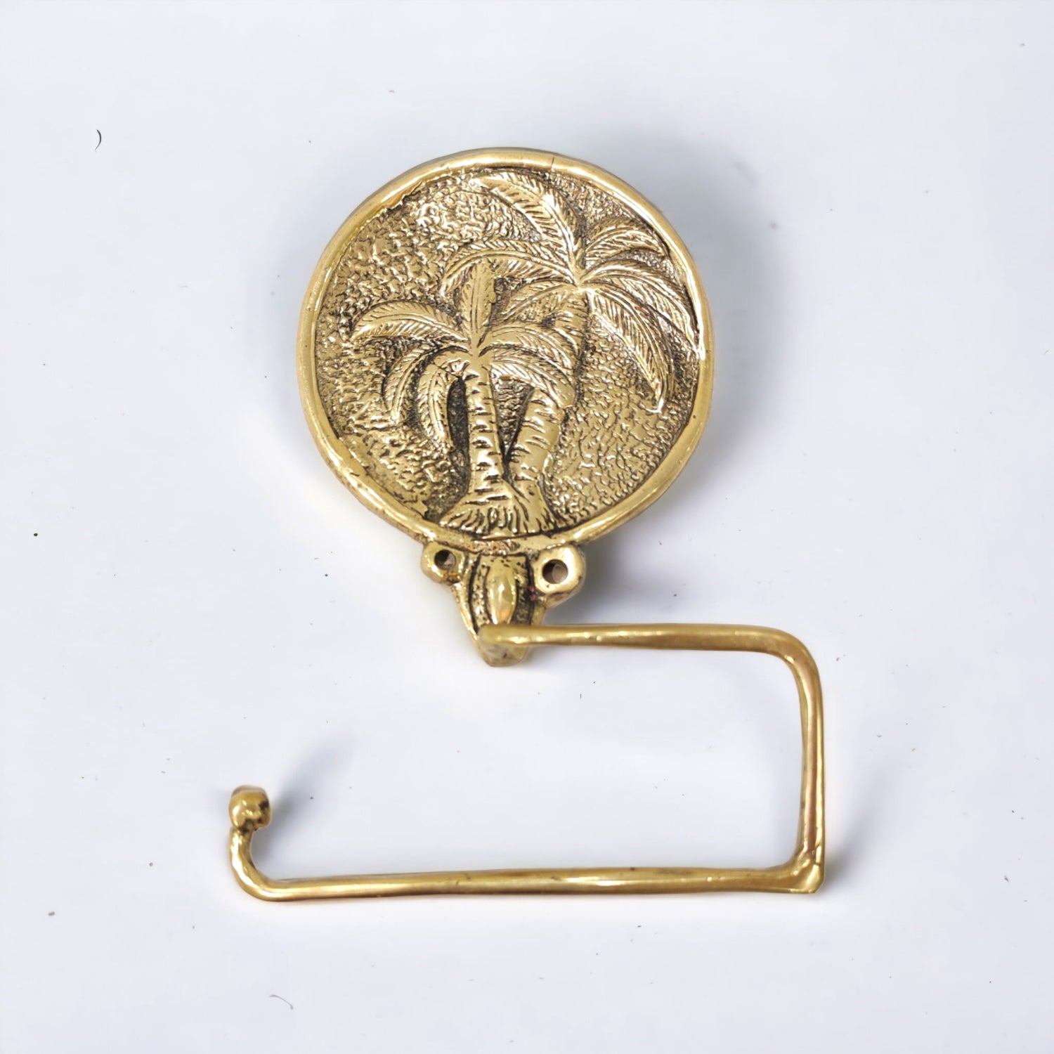 Brass Oasis Palms Plate Toilet Roll Holder