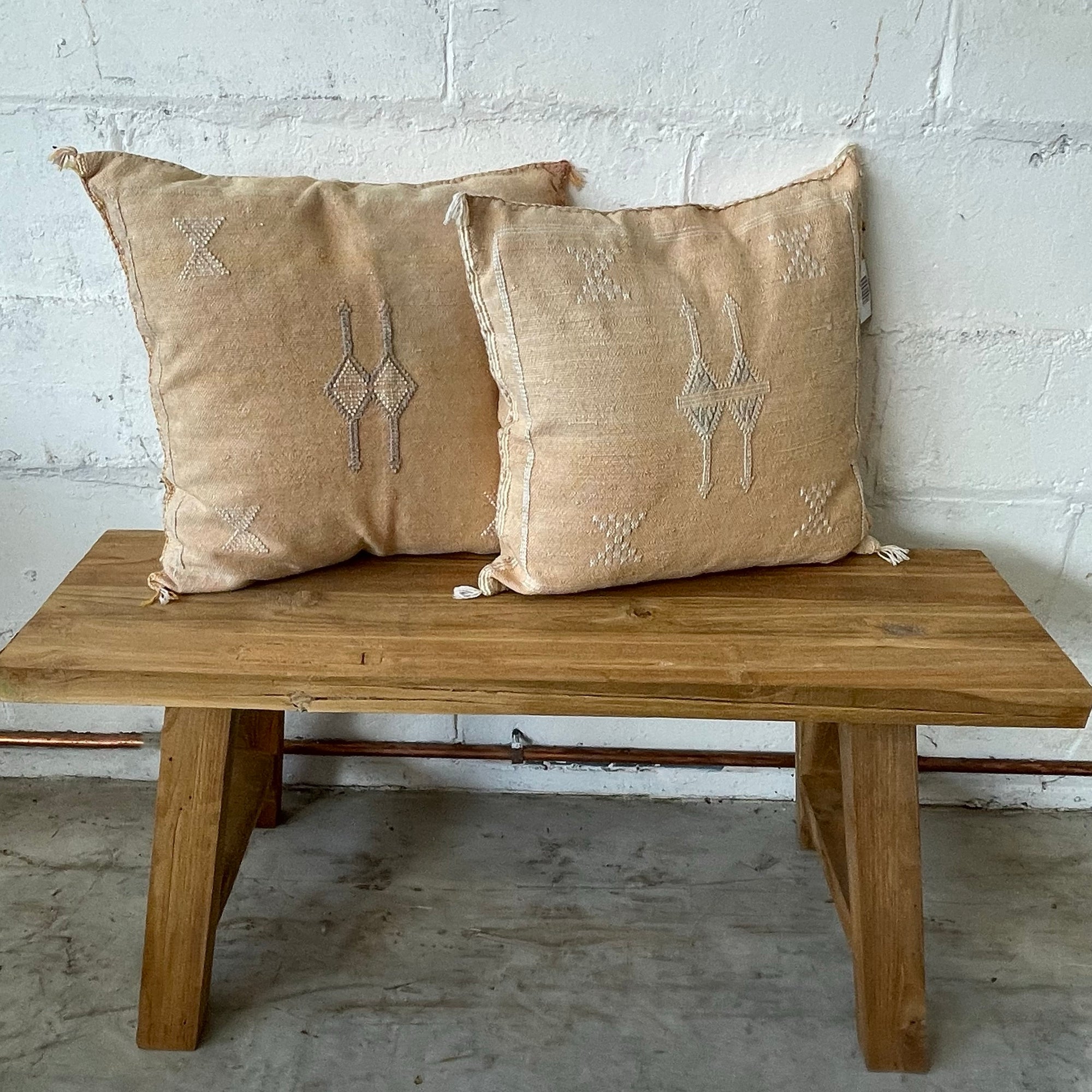 Moroccan Cactus Silk Square Cushion Cover - Peach