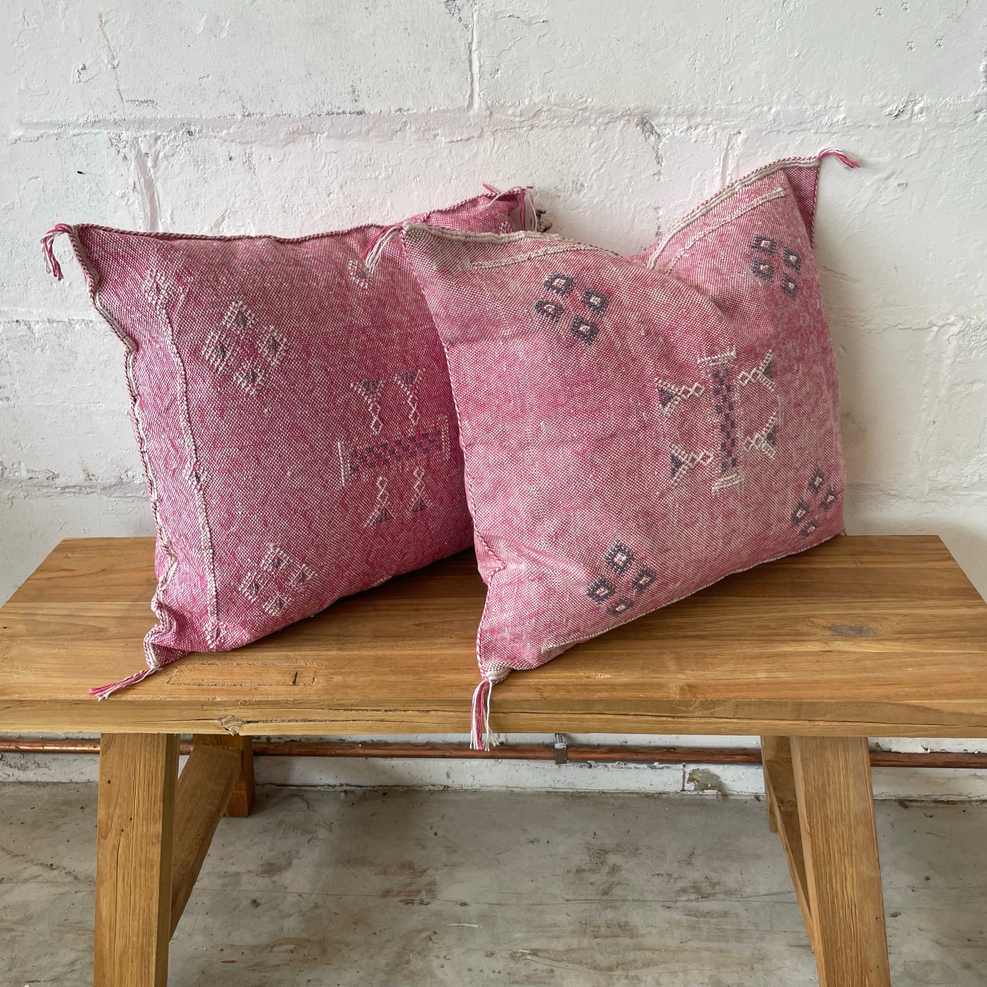 Moroccan Cactus Silk Square Cushion Cover - Flamingo