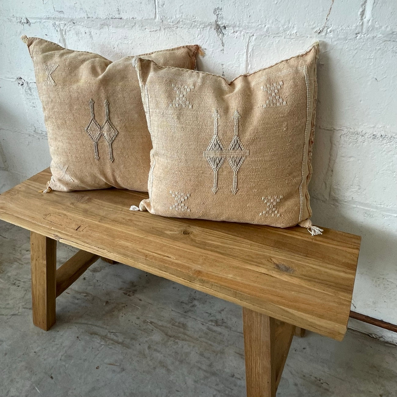 Moroccan Cactus Silk Square Cushion Cover - Peach