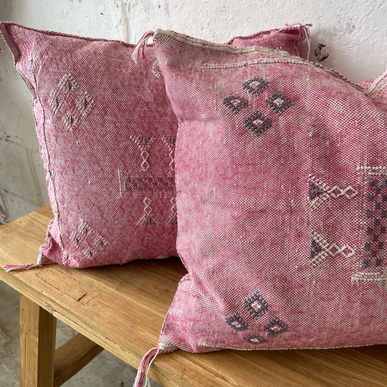 Moroccan Cactus Silk Square Cushion Cover - Flamingo