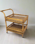 Alani Rattan Bar Cart - Caramel