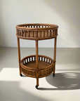 Caramel Halia Round Rattan Bar Cart