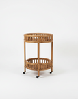 Caramel Halia Round Rattan Bar Cart