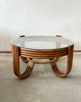 Caramel Pretzel Rattan Side Table 80cm Dia