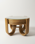 Caramel Pretzel Rattan Side Table 65cm Dia