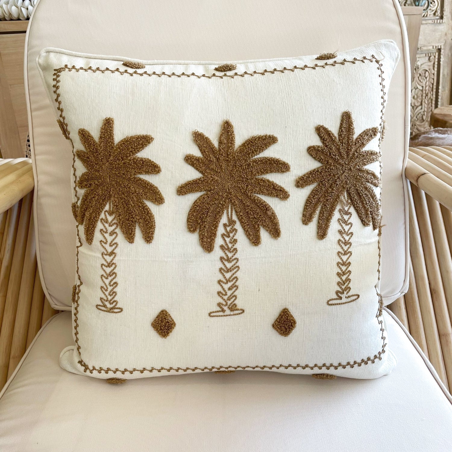 Chocolate Ancient Palm Cushion 45x45cm
