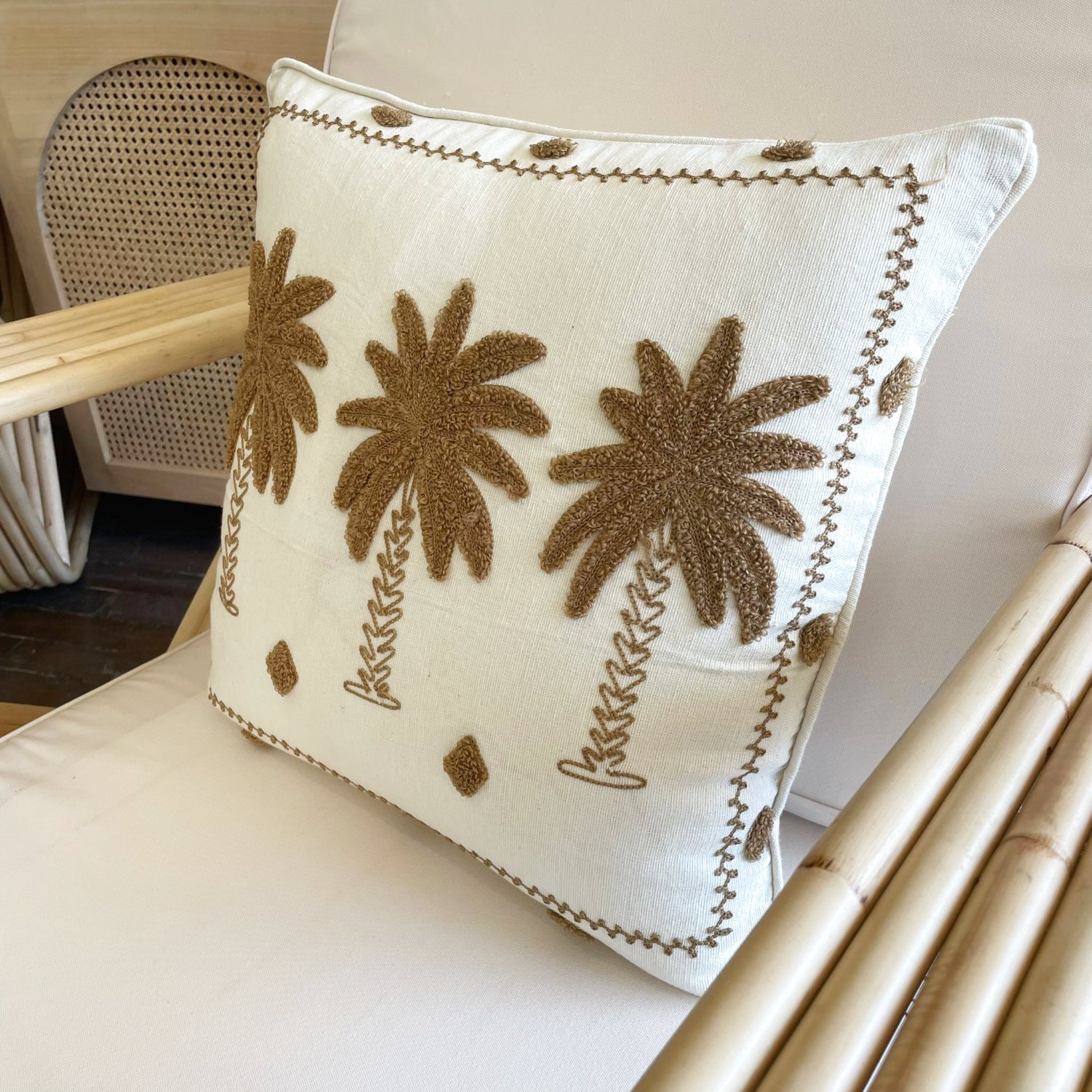 Chocolate Ancient Palm Cushion 45x45cm