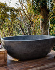 Oval Concrete Terrazzo Stone Bath 1750x900x550mm - Dark Grey
