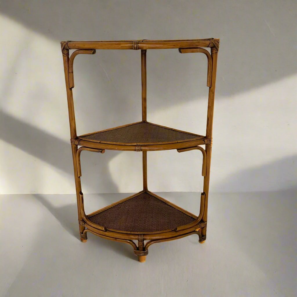 Corner Rattan Shelf - Caramel