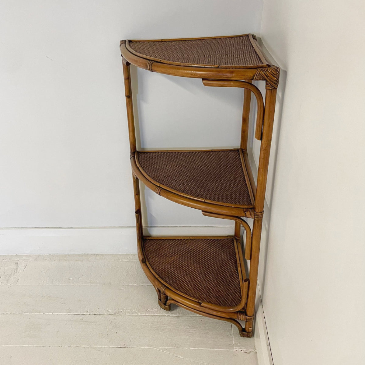 Corner Rattan Shelf - Caramel