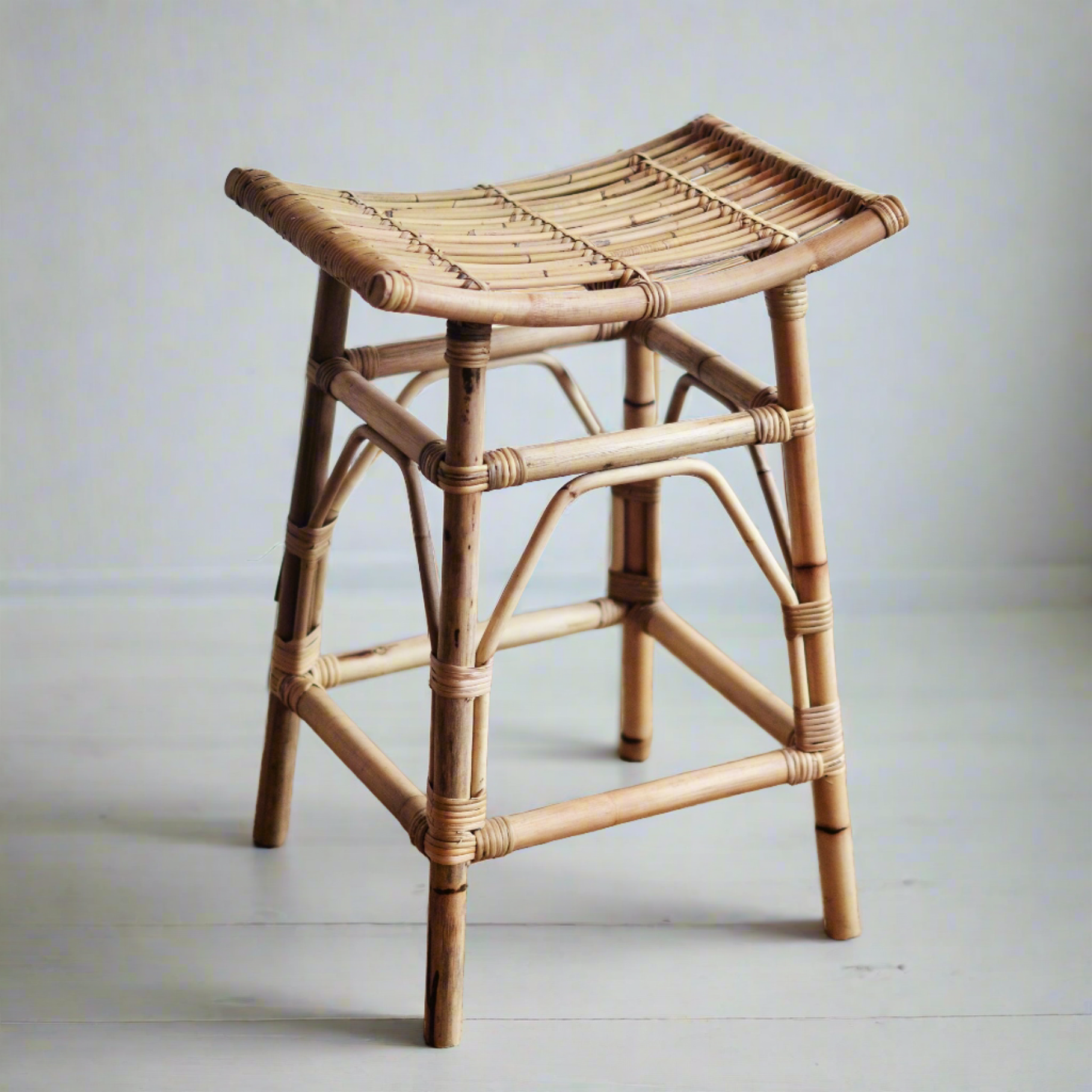Curved Rattan Counter Stool - Set of 2