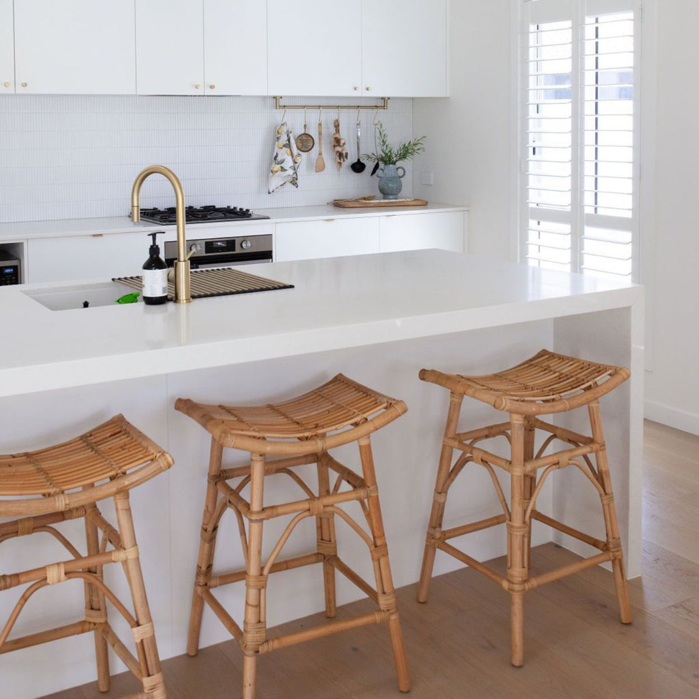 Curved Rattan Counter Stool - Set of 2