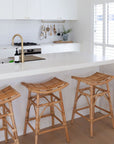 Curved Rattan Counter Stool - Set of 4