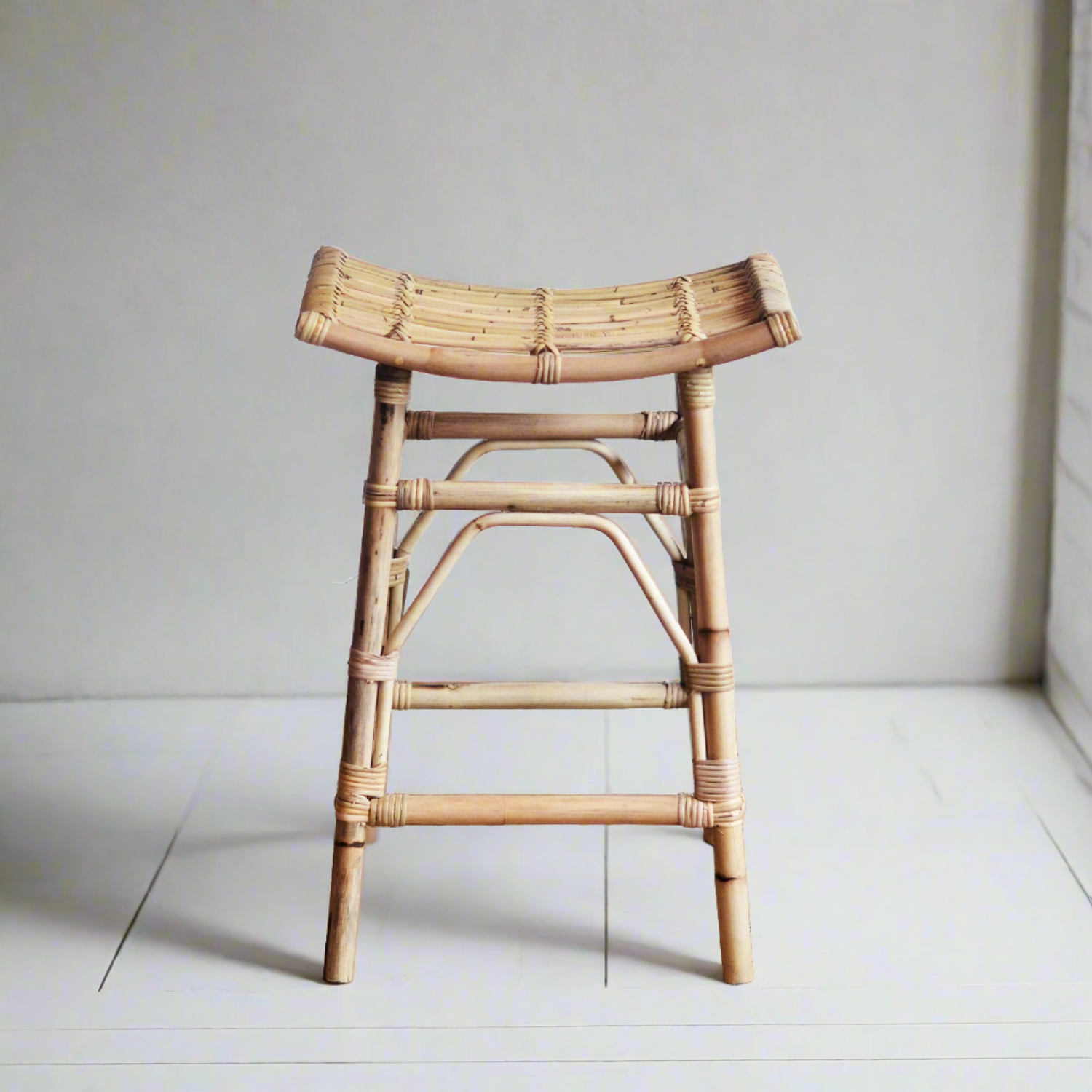 Curved Rattan Counter Stool - Set of 2