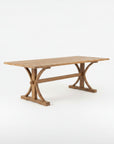 Teak Timber Curved Cross Leg Dining Table 2m x 1m