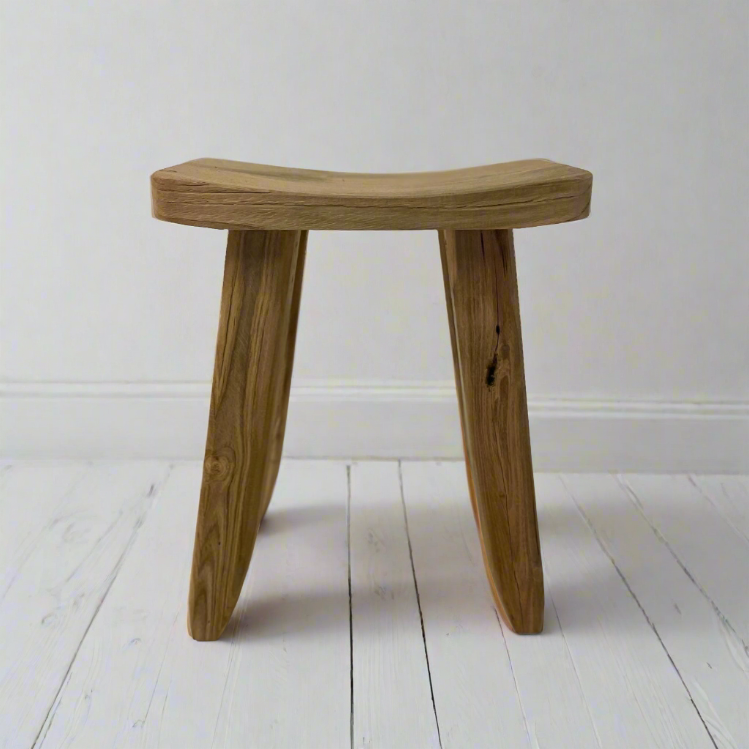 Curved Teak Stool 45cm