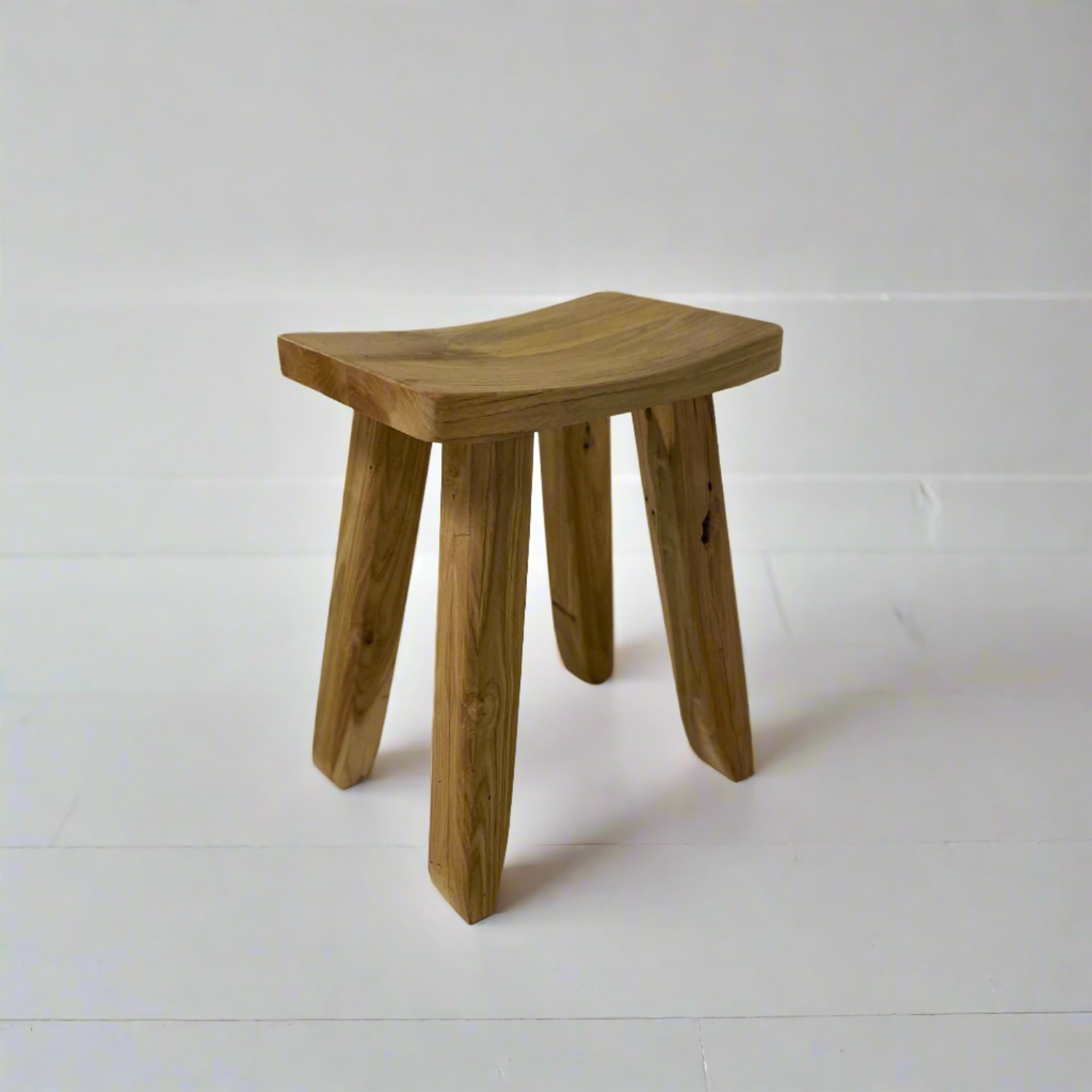 Curved Teak Stool 45cm