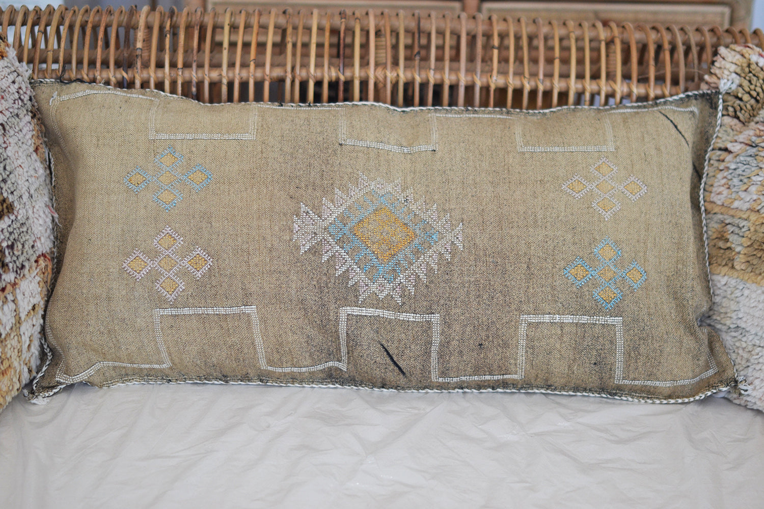 Moroccan Cactus Silk Lumbar Cushion - Chocolate
